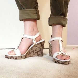 Coach Mary Alice White Python Wedges